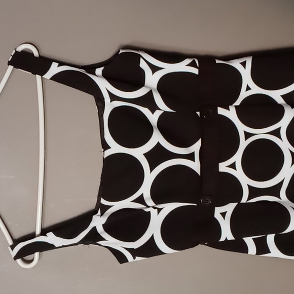 London Times Dark Brown and White Circle Dress Size 14 - Picture 3 of 7